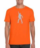 Zilveren disco t-shirt kleding oranje heren