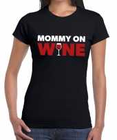 Zwart fun shirt mommy on wine dames