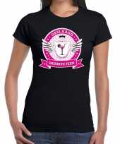 Zwart geslaagd drinking team t-shirt dames
