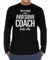 Zwart long sleeve shirt awesome coach bedrukking heren