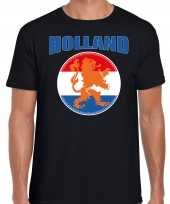 Zwart t-shirt holland nederland supporter holland zwart leeuw ek wk heren