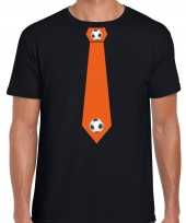 Zwart t-shirt holland nederland supporter oranje voetbal stropdas ek wk heren