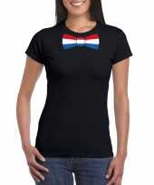 Zwart t-shirt nederland vlag strikje dames