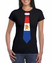 Zwart t-shirt nederland vlag stropdas dames