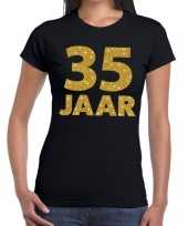 Zwart vijfendertig jaar verjaardag shirt dames gouden bedrukking