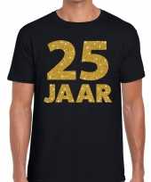 Zwart vijfentwintig jaar verjaardag shirt zwart heren gouden bedrukking
