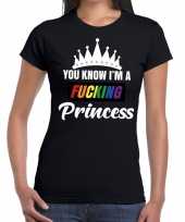 Zwart you know i am a fucking princess gay pride t-shirt dames