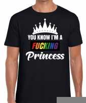 Zwart you know i am a fucking princess gay pride t-shirt heren