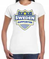 Zweden sweden schild supporter t shirt wit dames