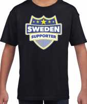 Zweden sweden schild supporter t shirt zwart kinderen